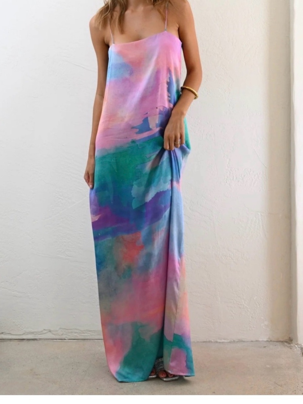 Yellow the label Cindy Maxi Shift Dress — Watercolor - NEVER WORN